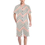 zigzag chevron striped pattern Men's V-Neck Short Pajama Set