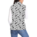 Crow dark floral pattern Women's Padded Vest