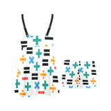 Math Pattern Print Design 05 Chest Sexy Pleated Two Piece Swim Dress