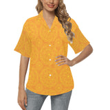 Orange traditional indian element pattern Women's All Over Print Hawaiian Shirt