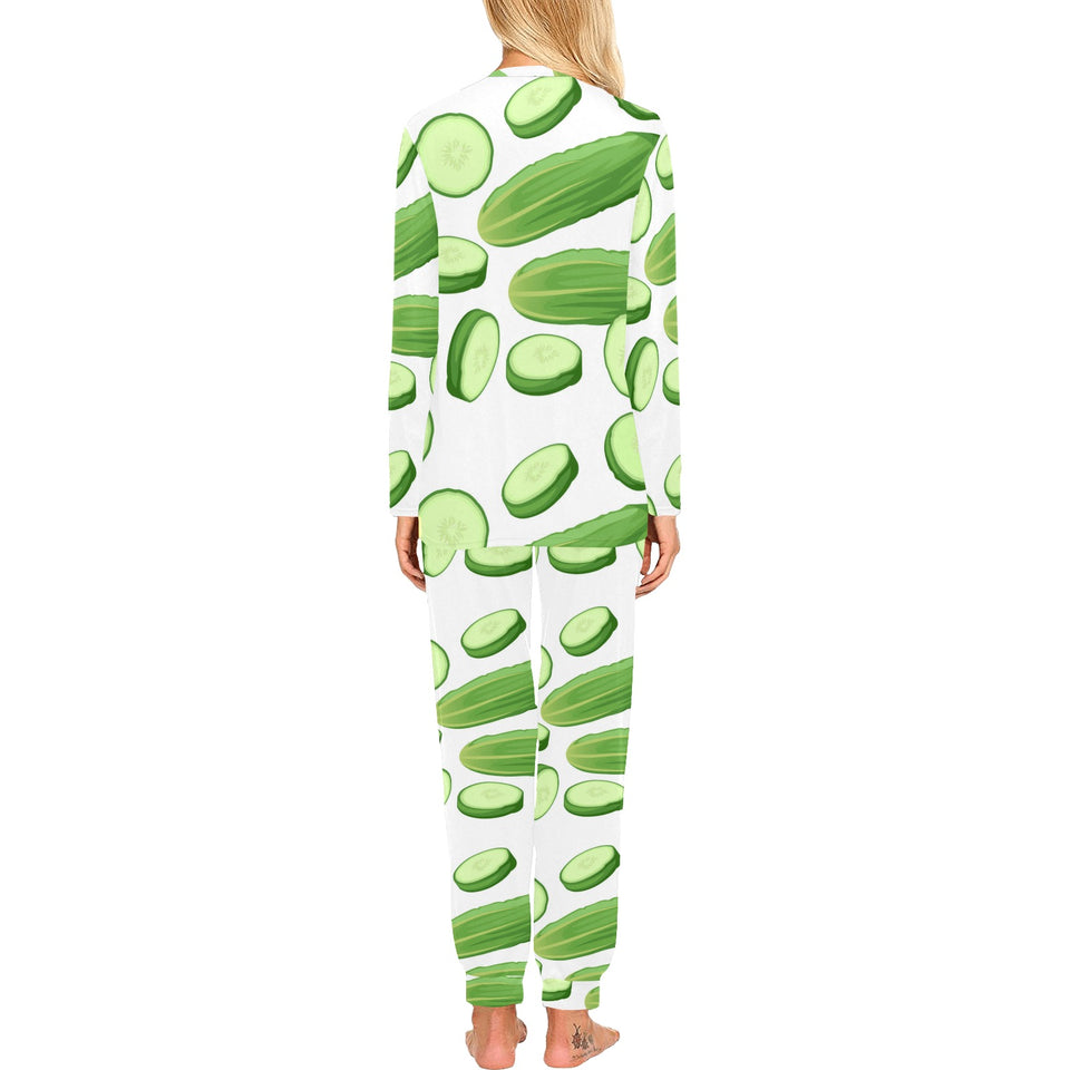 cucumber whole slices pattern Women's All Over Print Pajama Set