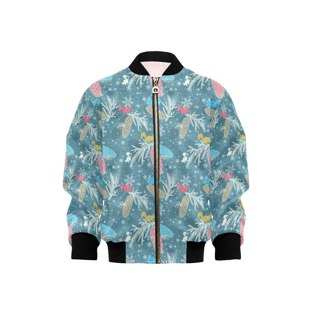 Squirrel Pattern Print Design 01 Kids' Boys' Girls' Bomber Jacket