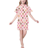 Colorful donut pattern Kids' Boys' Girls' V-Neck Short Pajama Set