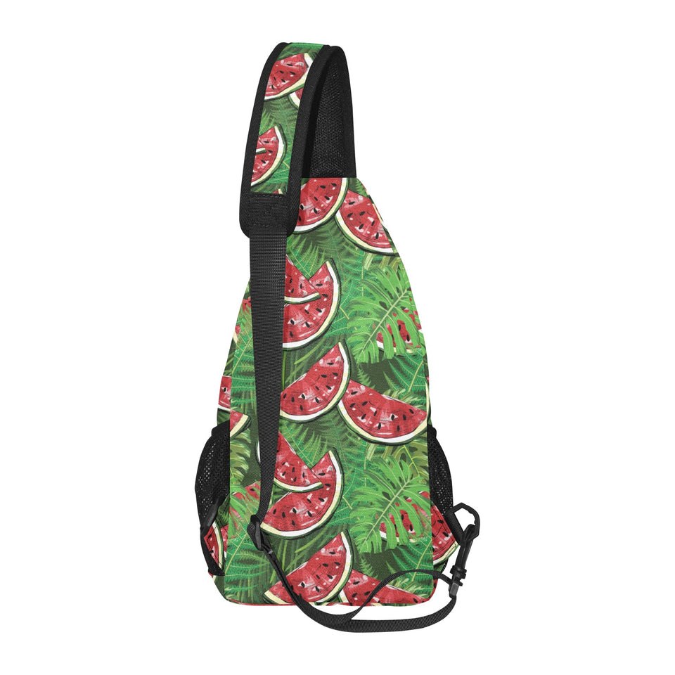 Watermelons tropical palm leaves pattern backgroun All Over Print Chest Bag
