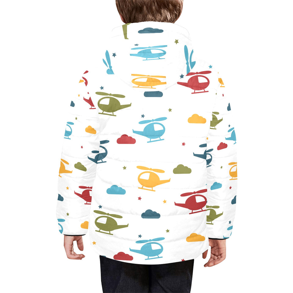 Colorful helicopter pattern Kids' Boys' Girls' Padded Hooded Jacket