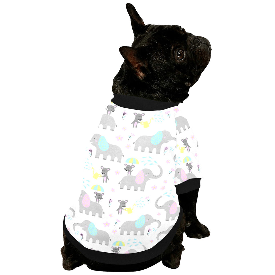Cute elephant mouse pattern All Over Print Pet Dog Round Neck Fuzzy Shirt