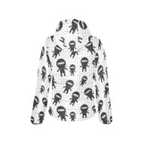 Ninja pattern plaid background Women's Padded Hooded Jacket
