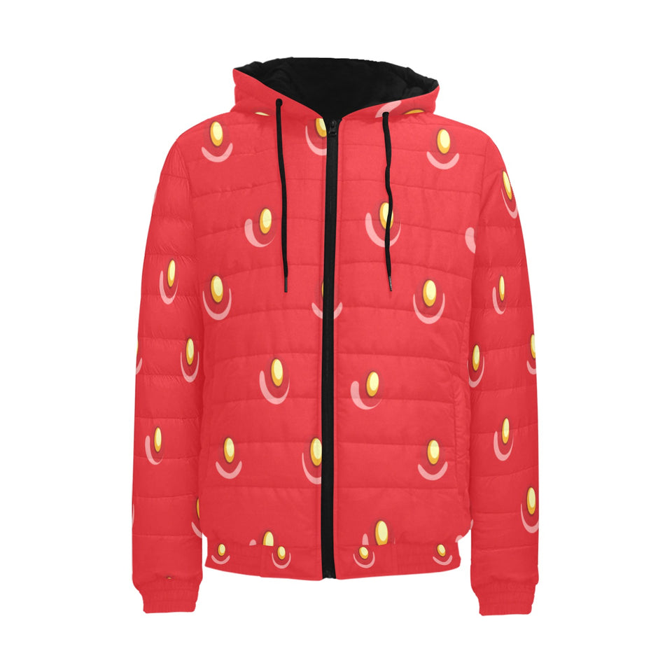 strawberry texture skin pattern Men's Padded Hooded Jacket