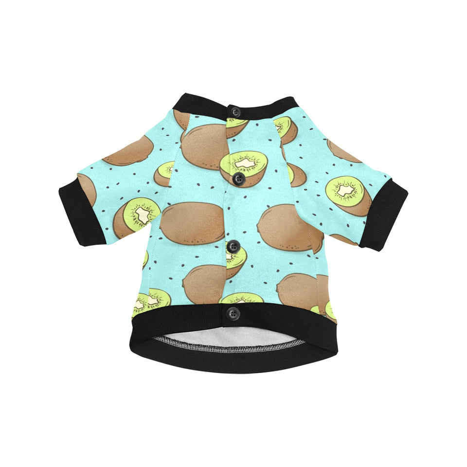 Kiwi blue background All Over Print Pet Dog Round Neck Fuzzy Shirt