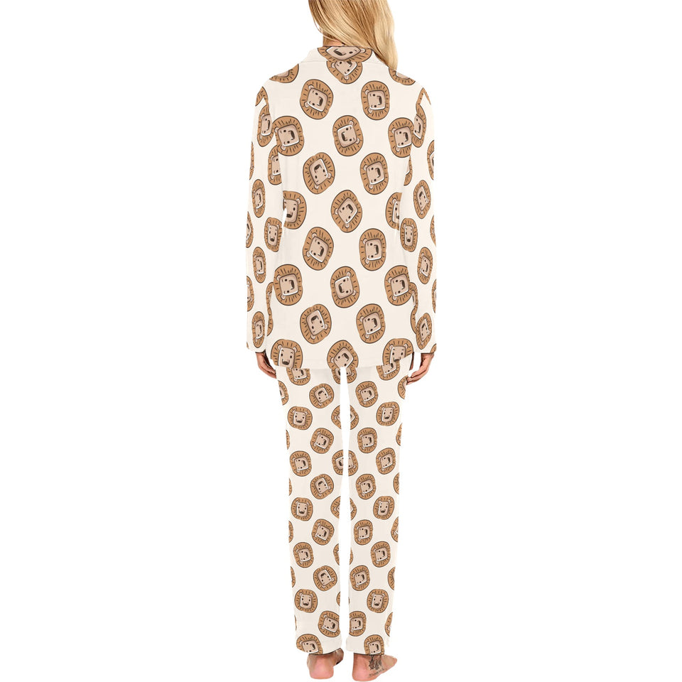 Lion Pattern Print Design 01 Women's Long Pajama Set