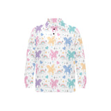 colorful unicorn rainbow heart pattern Men's Long Sleeve Polo Shirt