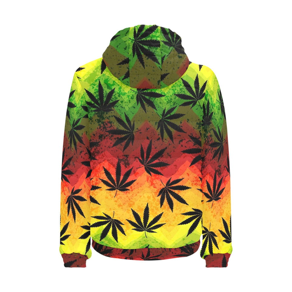 Canabis Marijuana Weed Pattern Print Design 03 Men's Padded Hooded Jacket