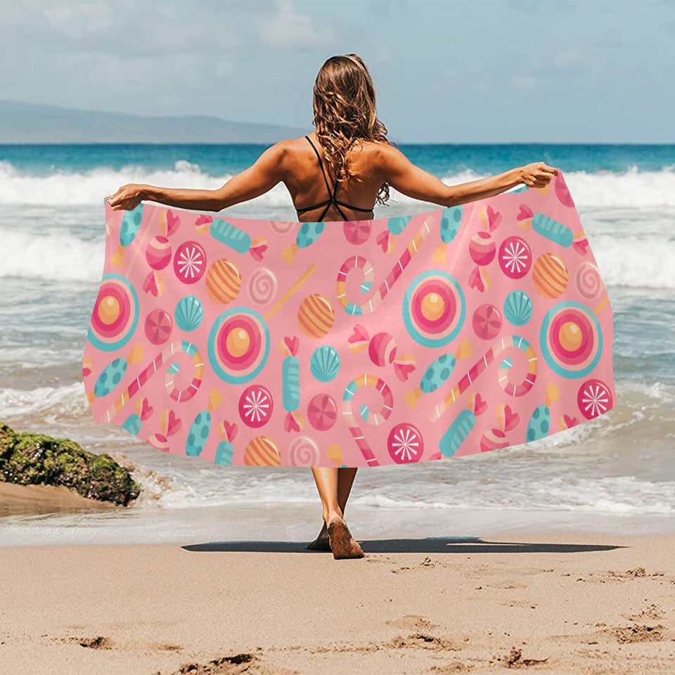 Colorful candy pattern Beach Towel