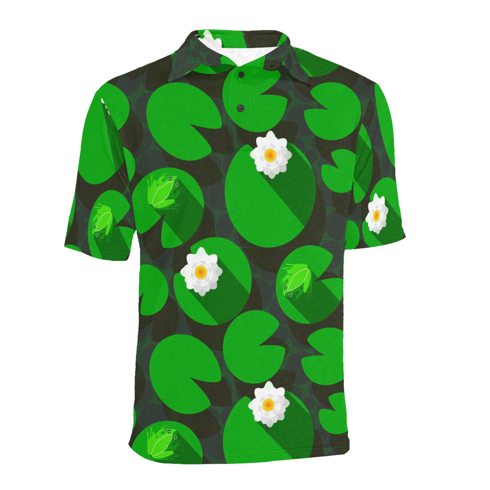 Frog waterlily pattern Men's All Over Print Polo Shirt