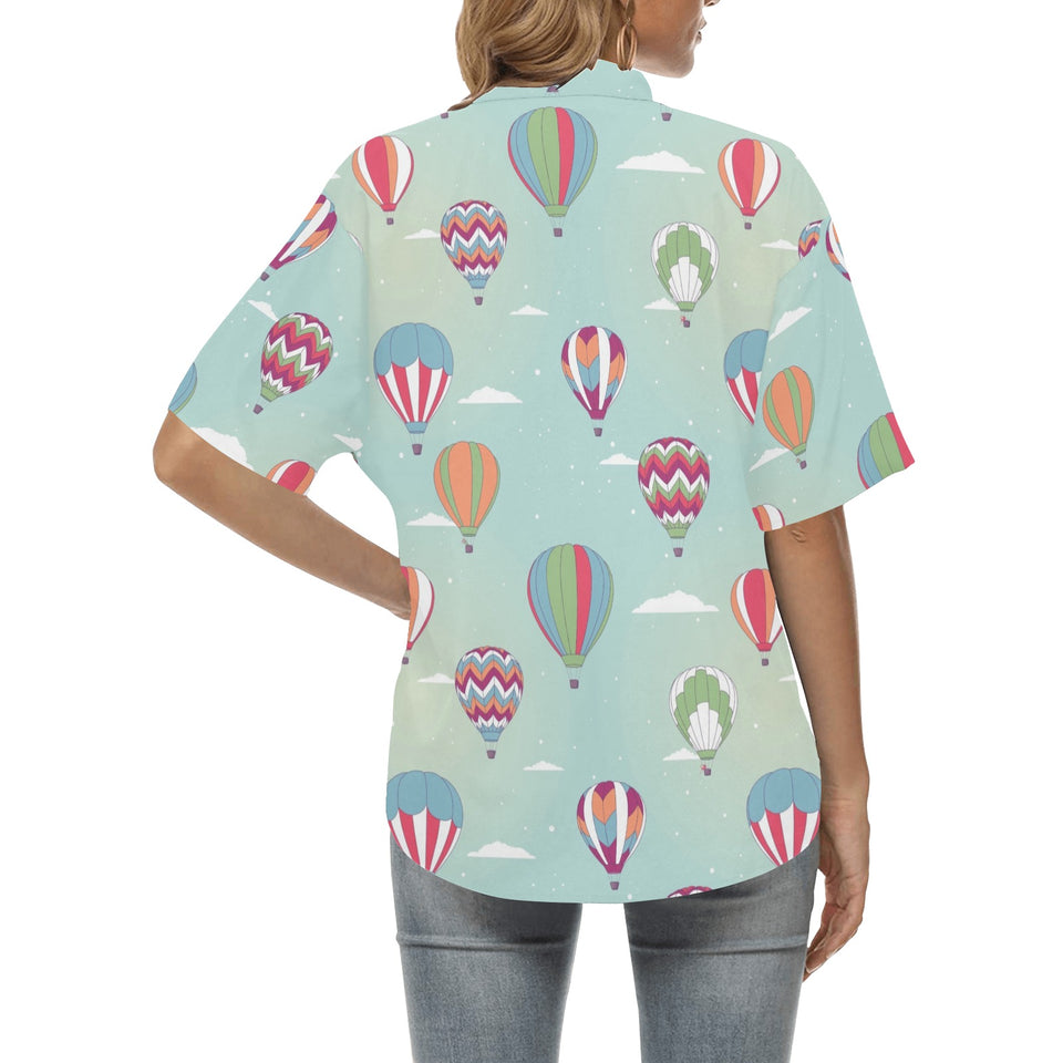 Hot Air Balloon design Pattern Women's All Over Print Hawaiian Shirt