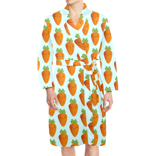 Carrot Pattern Print Design 03 Men's Long Sleeve Belted Night Robe