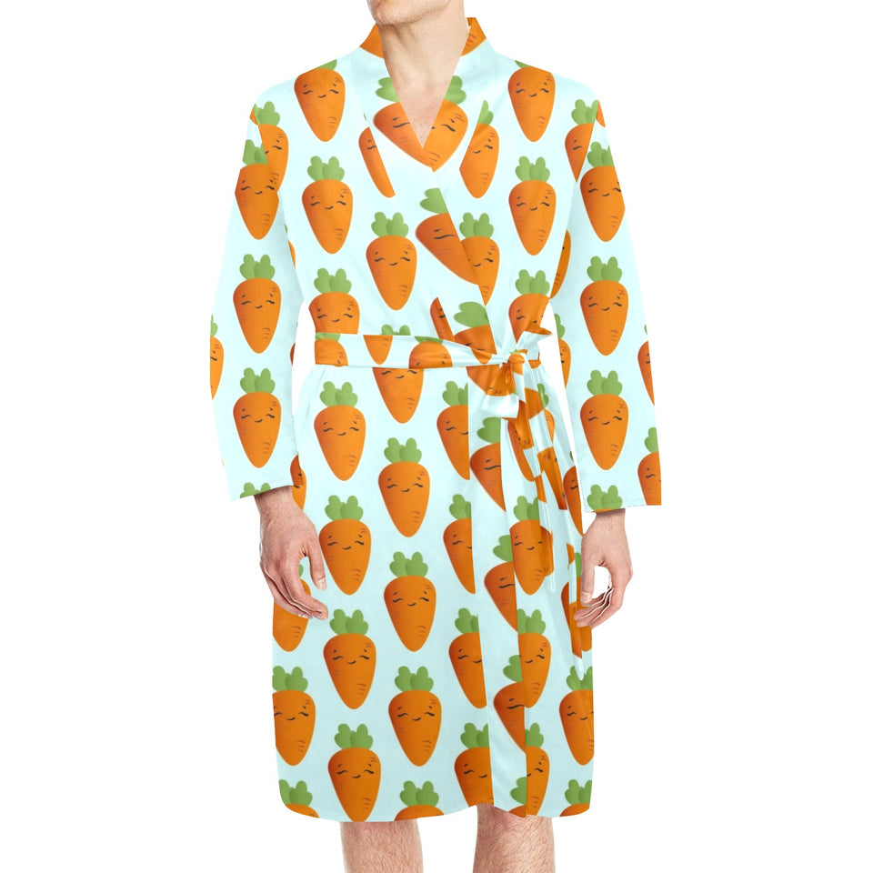 Carrot Pattern Print Design 03 Men's Long Sleeve Belted Night Robe