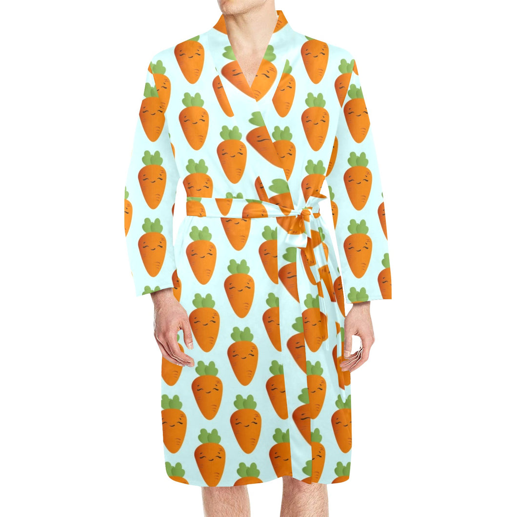 Carrot Pattern Print Design 03 Men's Long Sleeve Belted Night Robe