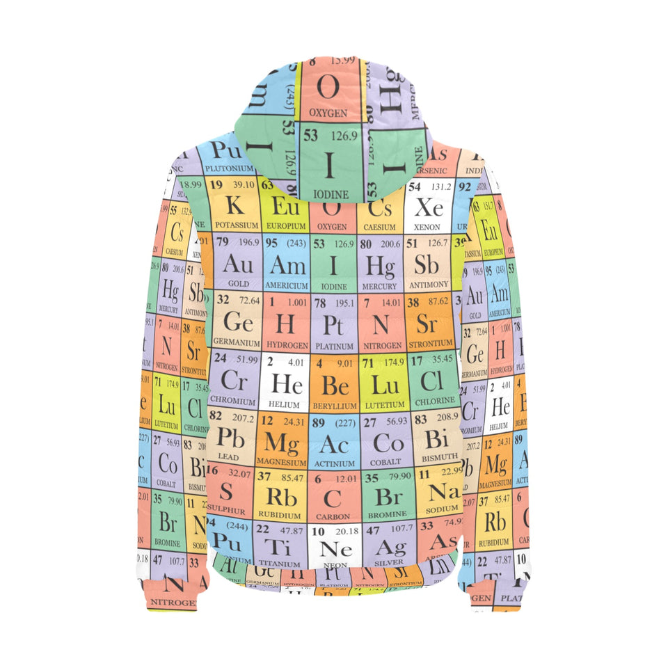 Chemistry Periodic Table Pattern Print Design 01 Men's Padded Hooded Jacket