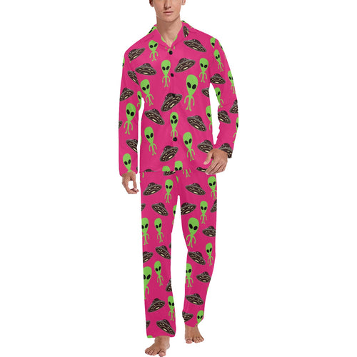 Alien Pattern Print Design 03 Men's Long Pajama Set