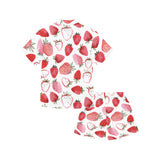 watercolor hand drawn beautiful strawberry pattern Kids' Boys' Girls' V-Neck Short Pajama Set
