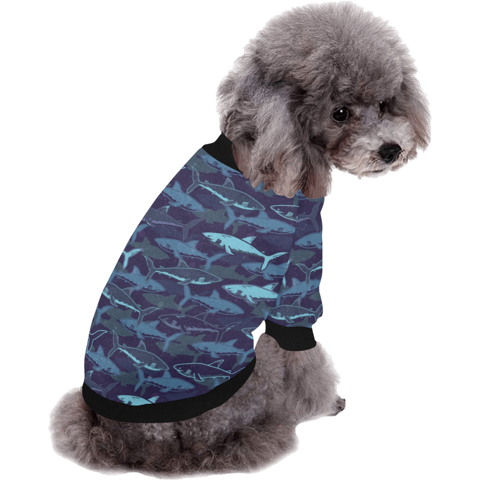 Shark pattern All Over Print Pet Dog Round Neck Fuzzy Shirt