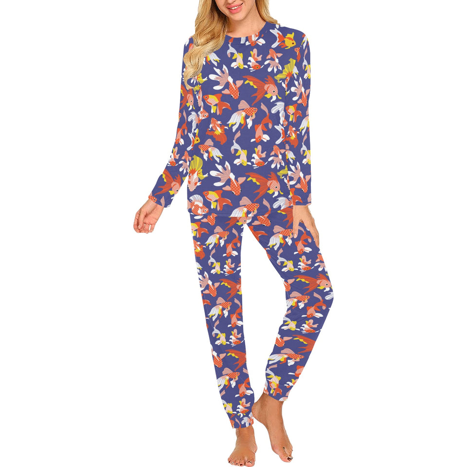 Goldfish Pattern Print Design 04 Women's All Over Print Pajama Set