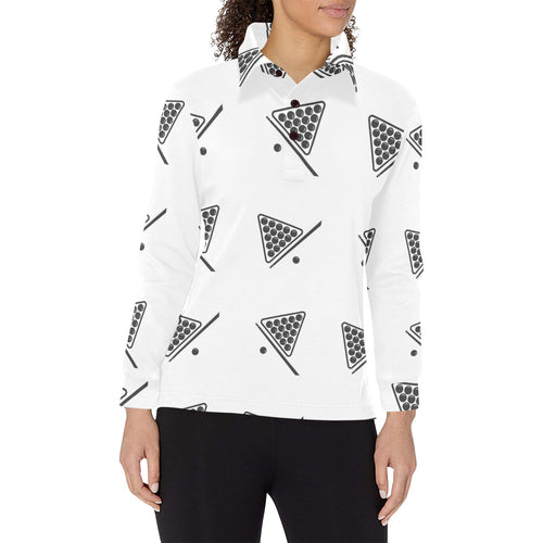 Billiard Ball Pattern Print Design 03 Women's Long Sleeve Polo Shirt
