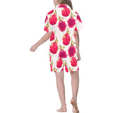 dragon fruits design pattern Kids' Boys' Girls' V-Neck Short Pajama Set
