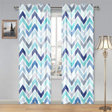 zigzag chevron blue pattern Gauze Curtain