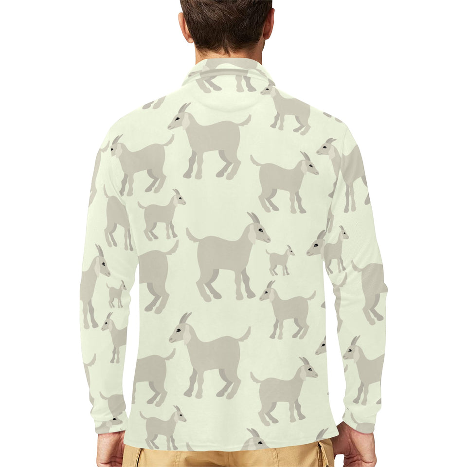 Little young goat pattern Men's Long Sleeve Polo Shirt