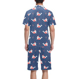 Cute sea lion seal christmas hat candy cane heart Men's V-Neck Short Pajama Set