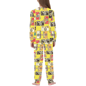 Camera Pattern Print Design 02 Kids' Boys' Girls' All Over Print Pajama Set