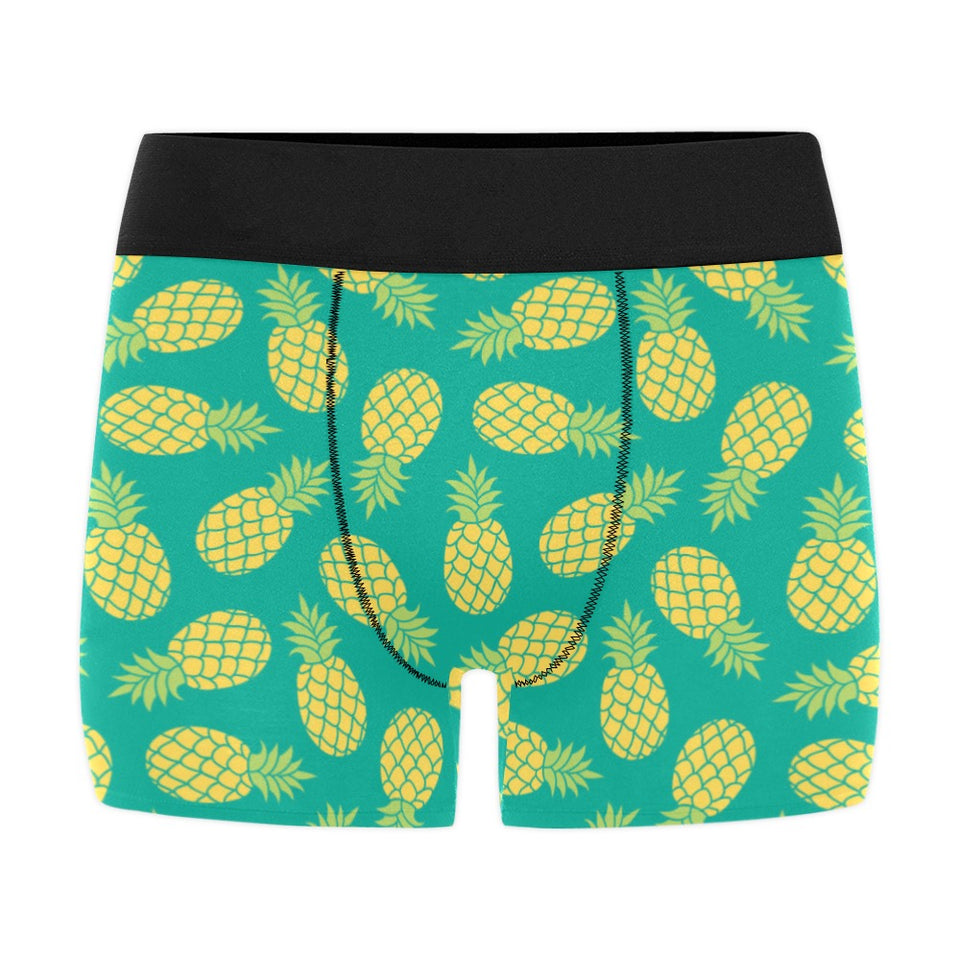 Pineapples pattern green background Men's All Over Print Boxer Briefs Men's Underwear