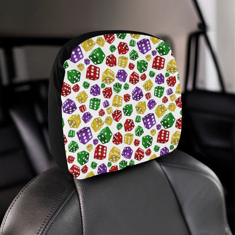 Dice Pattern Print Design 03 Car Headrest Cover