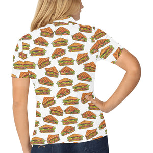 Sandwich Pattern Print Design 02 Women's All Over Print Polo Shirt