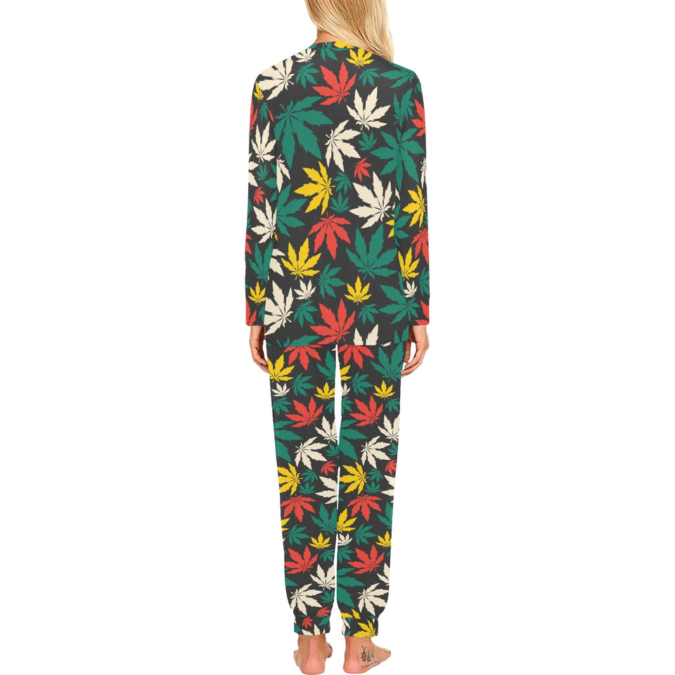 Canabis Marijuana Weed Pattern Print Design 02 Women's All Over Print Pajama Set
