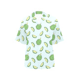 Durian pattern blue background Women's All Over Print Hawaiian Shirt