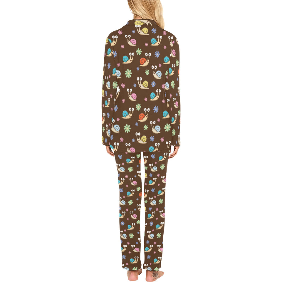 Snail Pattern Print Design 03 Women's Long Pajama Set