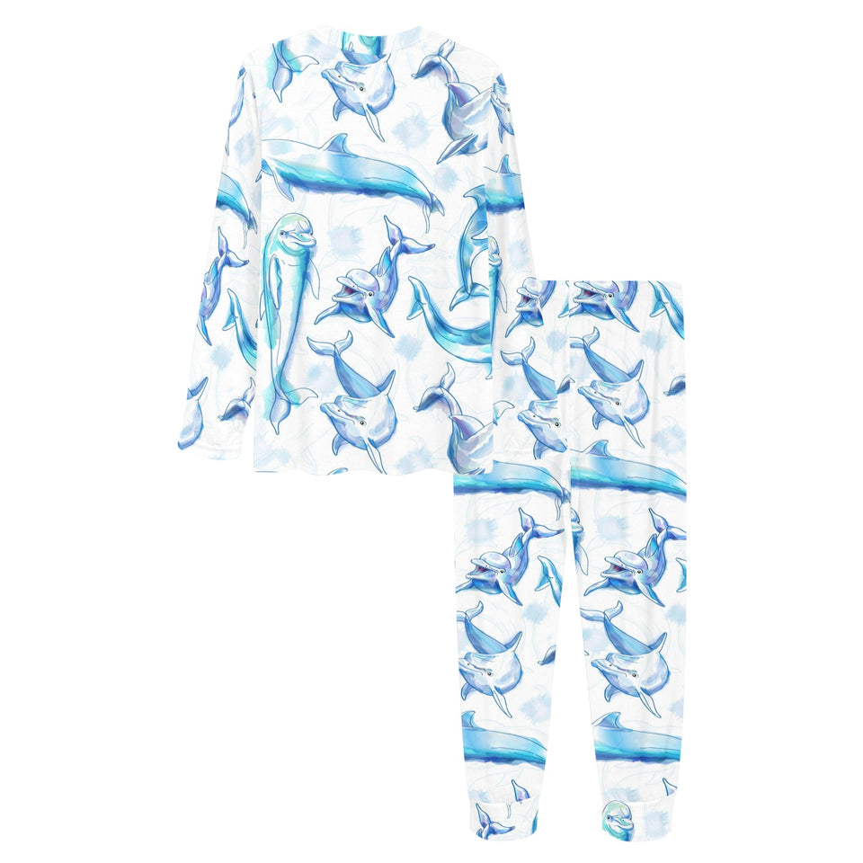 Watercolor dolphin pattern Women's All Over Print Pajama Set