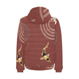Koi Fish Carp Fish red background Men's Padded Hooded Jacket