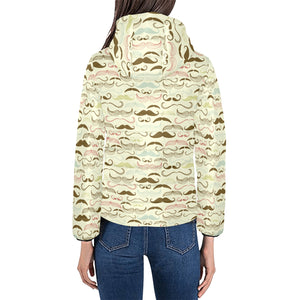 Mustache Beard Pattern Print Design 01 Women's Padded Hooded Jacket
