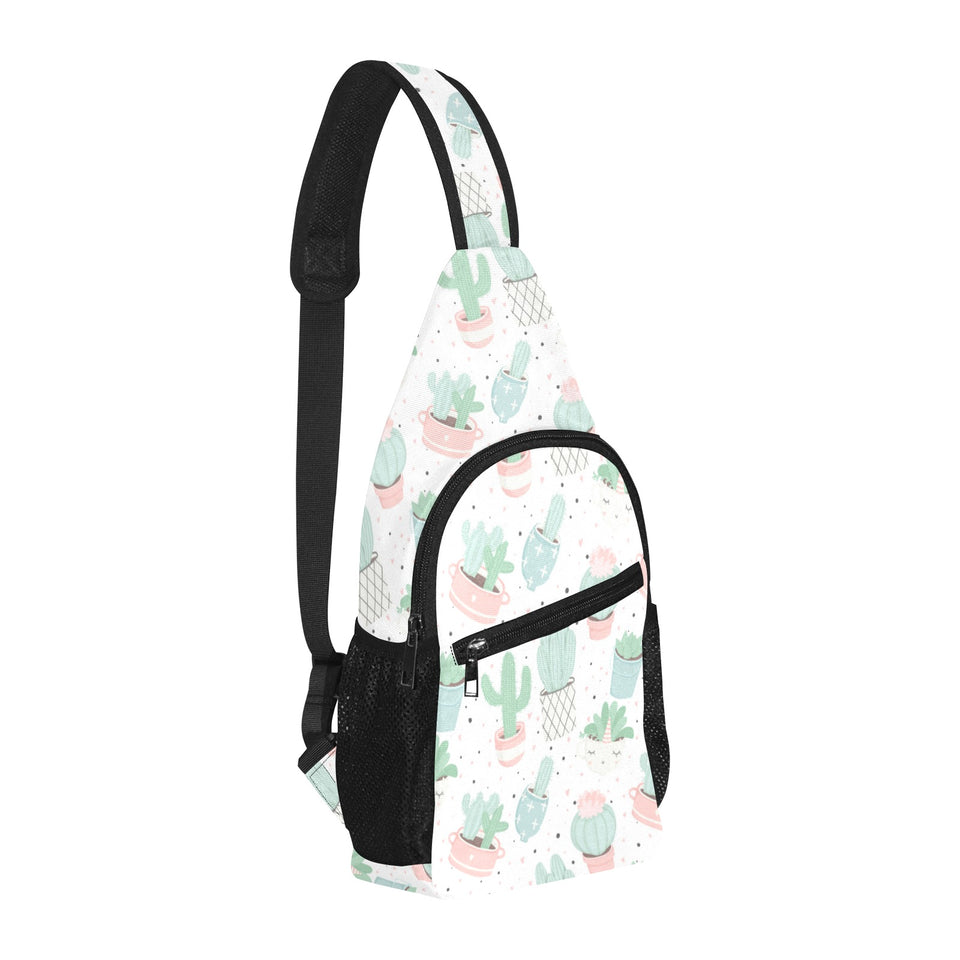 Pastel color cactus pattern All Over Print Chest Bag
