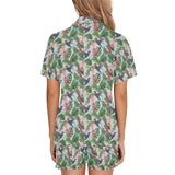 Hummingbird Pattern Print Design 05 Women's V-Neck Short Pajama Set