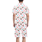 Pretzels Pattern Print Design 04 Men's V-Neck Short Pajama Set