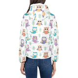 Cute owl pattern Women's Padded Hooded Jacket