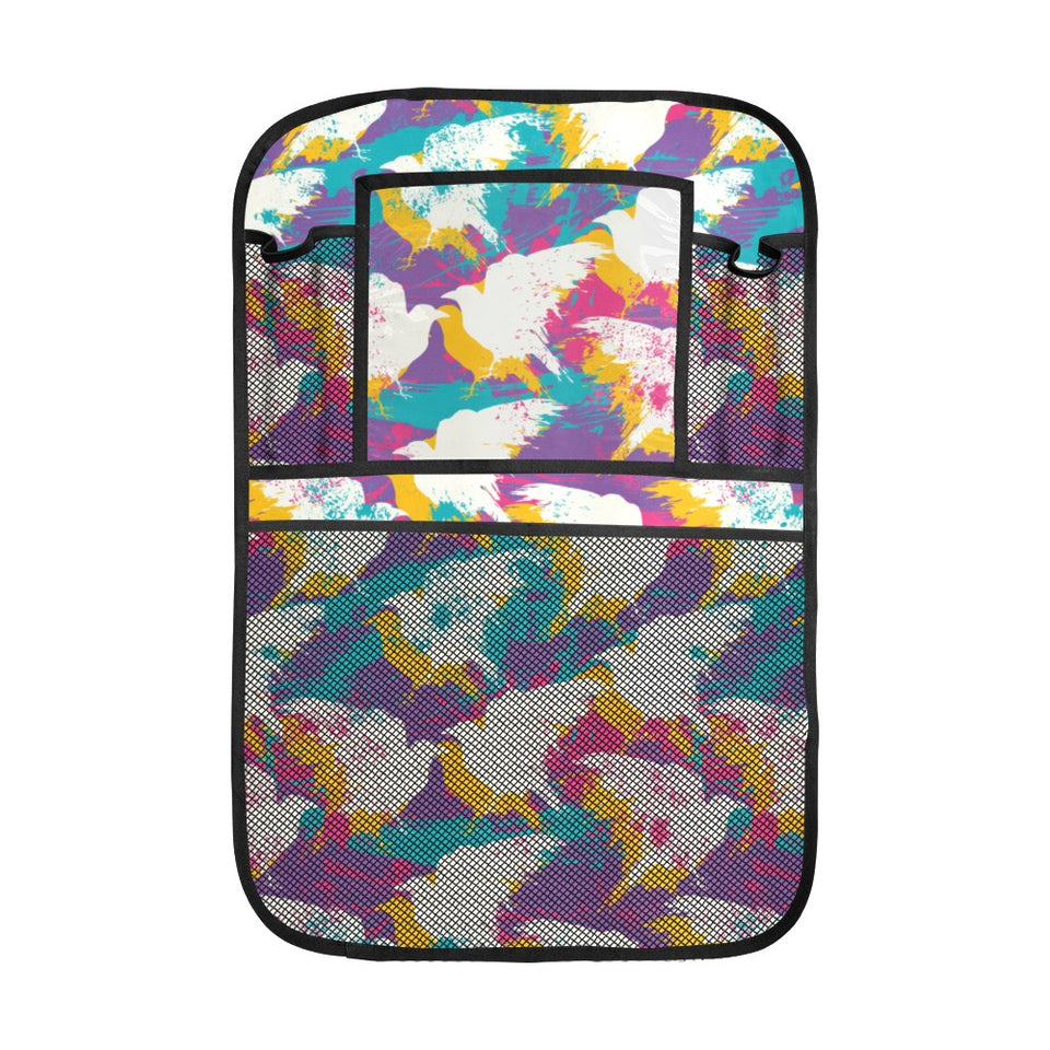 Colorful crow illustration pattern Car Seat Back Organizer