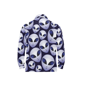 Alien Pattern Print Design 01 Men's Long Sleeve Polo Shirt