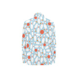 Bowling ball bowling pins blue blackground Women's Long Sleeve Polo Shirt