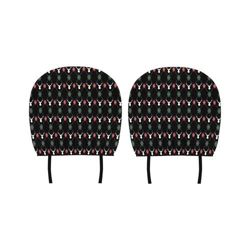 Deer Christmas new year pattern argyle Car Headrest Cover